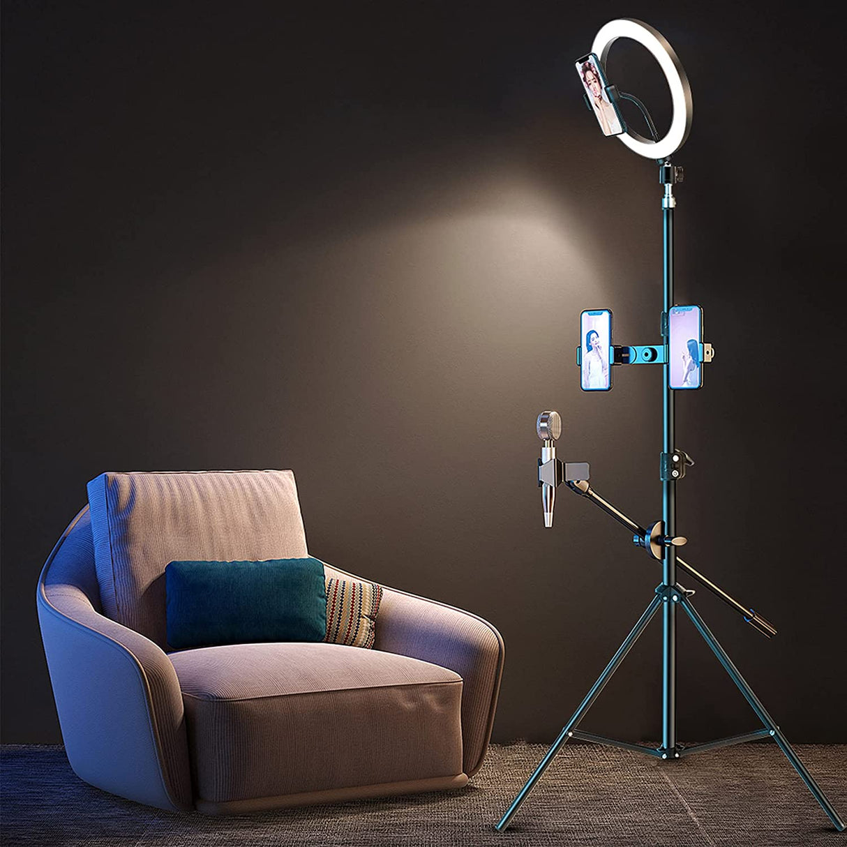 Ergopixel 10" Selfie Ring Light with 86" Adjustable Tripod Stand & Phone Holder for Makeup/Live Stream, Upgraded Dimmable LED Ringlight for Tiktok/YouTube/Zoom Meeting/Photography