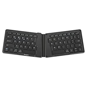 Targus Ergonomic Foldable Bluetooth Antimicrobial Keyboard, Black (AKF003US) Antimicrobial Foldable Keyboard
