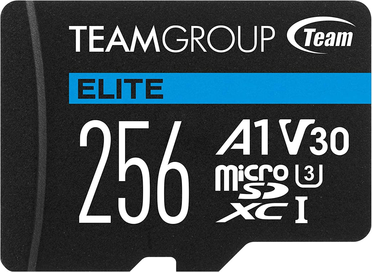 TEAMGROUP Elite A1 256GB Micro SDXC UHS-I U3 V30 A1 4K Read Speed up to 90MB/s High Speed Flash Memory Card with Adapter for Phone, Android Mobile Device, 4K Shooting, Switch TEAUSDX256GIV30A103 256GB Elite A1 U3 V30