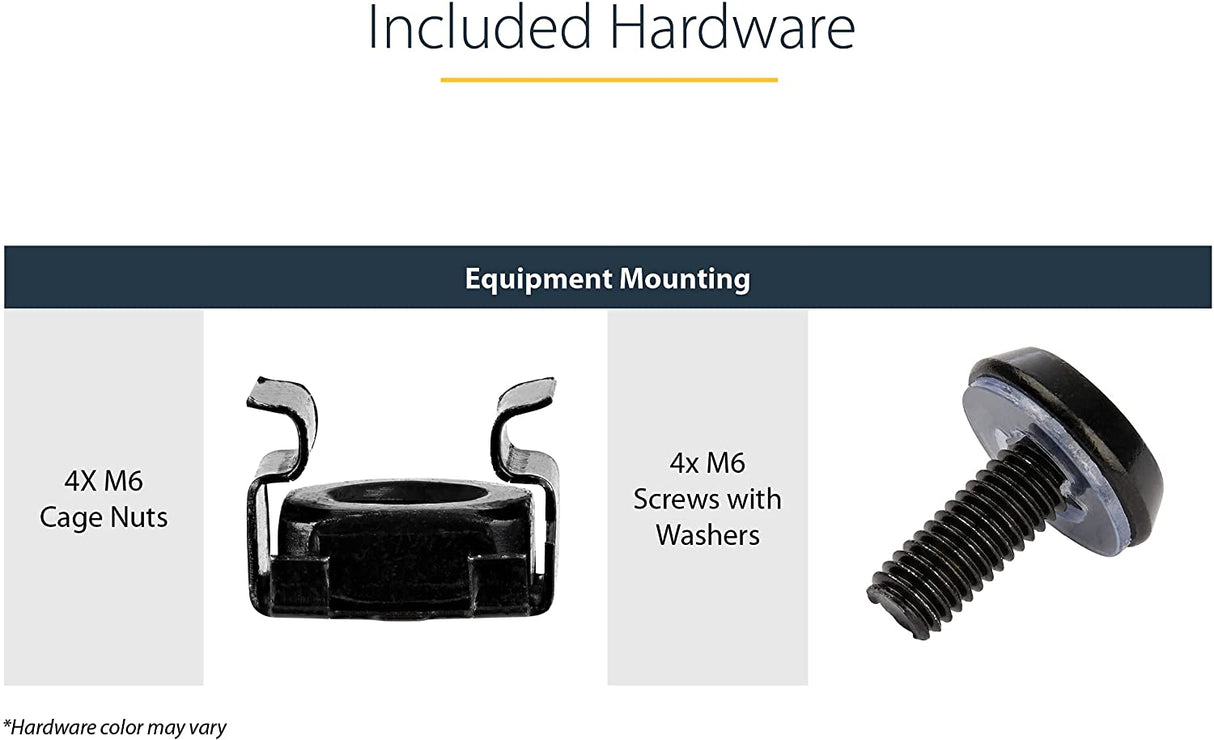 StarTech.com 1U Server Rack Shelf - Universal Rack Mount Cantilever Shelf for 19" Network Equipment Rack & Cabinet - Heavy Duty Steel Weight Capacity 44lb/20kg - 16" Deep Tray, Black (CABSHELF116)