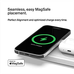 Belkin MagSafe 3-in-1 Wireless Charging Pad - Fast Wireless Charging for Apple Watch, iPhone 14, iPhone 13 & iPhone 12 series, And AirPods - MagSafe Charging Station For Multiple Devices - White White 3 in 1 Pad