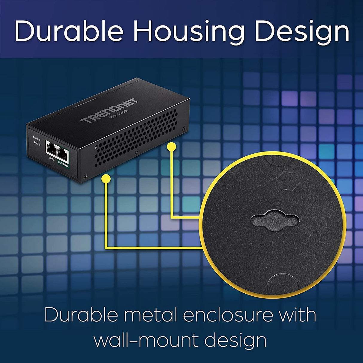 TRENDnet Gigabit PoE++ Injector, Black, TPE-119GI & 60 W Single Output Industrial DIN-Rail Power Supply, Universal AC Input, Extreme -20 to 70 °C (-4 to 158 °F) Operating Temp, TI-M6024 Gigabit Injector + Power Supply