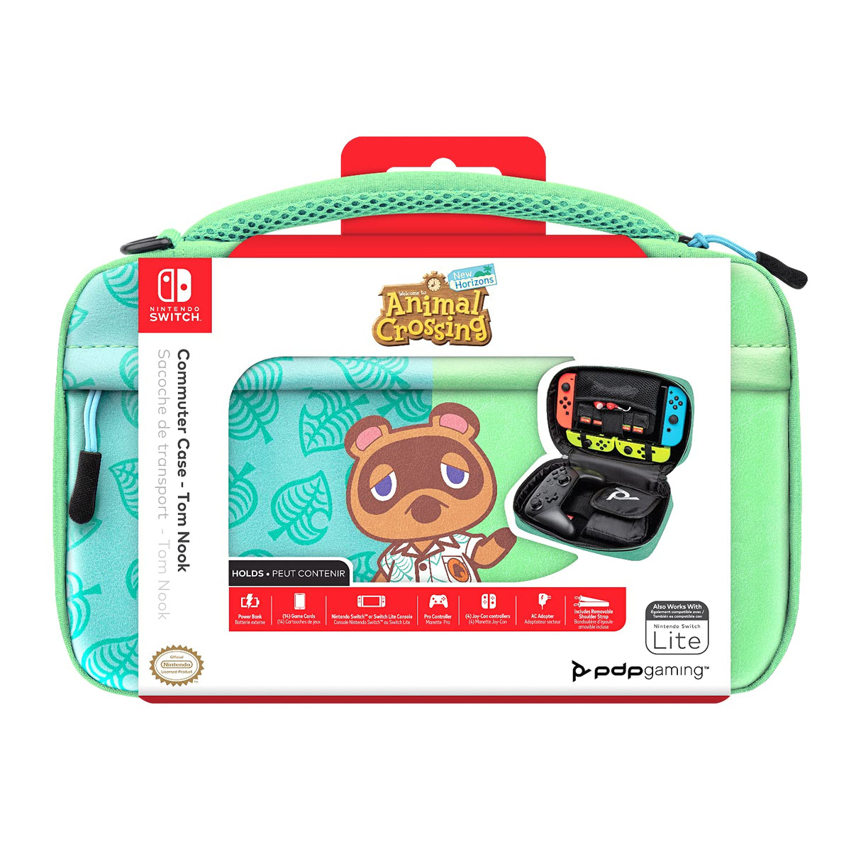 PDP Gaming Officially Licensed Switch Commuter Case - Animal Crossing - Semi-Hardshell Protection - Protective PU Leather - Holds 14 Games - Works with Switch OLED & Lite - Perfect for Kids / Travel Animal Crossing Tom Nook
