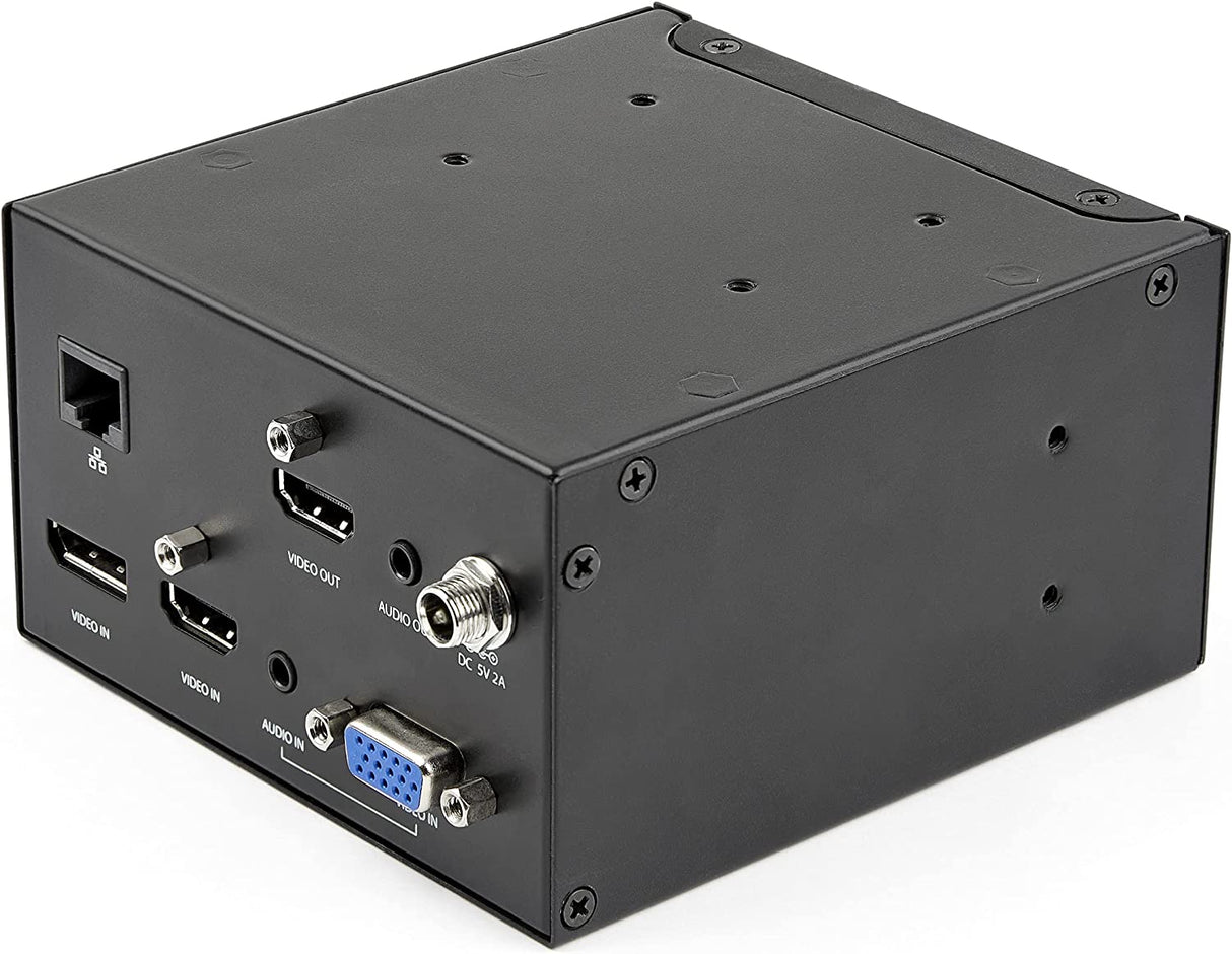 StarTech.com Conference Table Box for AV Connectivity & Power/Charging - 4K HDMI Output with HDMI, DP, & VGA Inputs, GbE, Audio - Charging Station w/ 2X USB-A & 2X 120V UL AC Outlets (KITBXAVHDPNA)