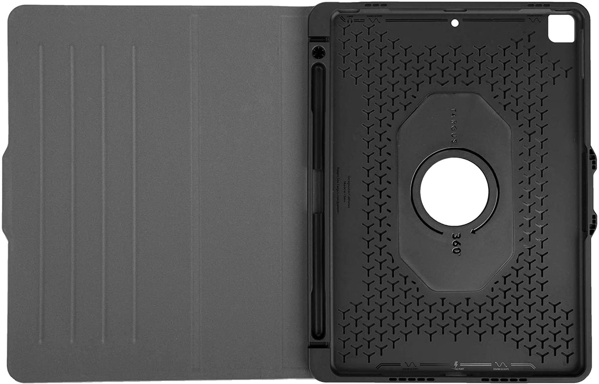 Targus VersaVu Apple iPad (7/8/9th Gen) 10.2-inch, iPad Air 10.5-inch, and iPad Pro 10.5-inch, Slim Lightweight Smart Shell Stand, Shock Proof, Audio Boost, Secure Closure, Black (THZ863GL) iPad (8th and 7th gen) Black