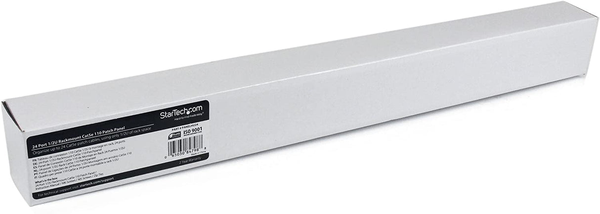 Lethal threat StarTech.com 24 Port 0.5U Cat5e Patch Panel - RJ45 Ethernet Rack Mount Cat 5e 110 Patch Panel - Rackmount Network Patch Panel (PANELHU24) 24 Port - 0.5U Cat5e