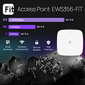 EnGenius Fit Managed EWS356-FIT Wi-Fi 6 2x2 Indoor AP speeds up to 574 Mbps (2.4 GHz) and 1200 Mbps (5 GHz), Supports Cloud and on-Premises Management 11AX