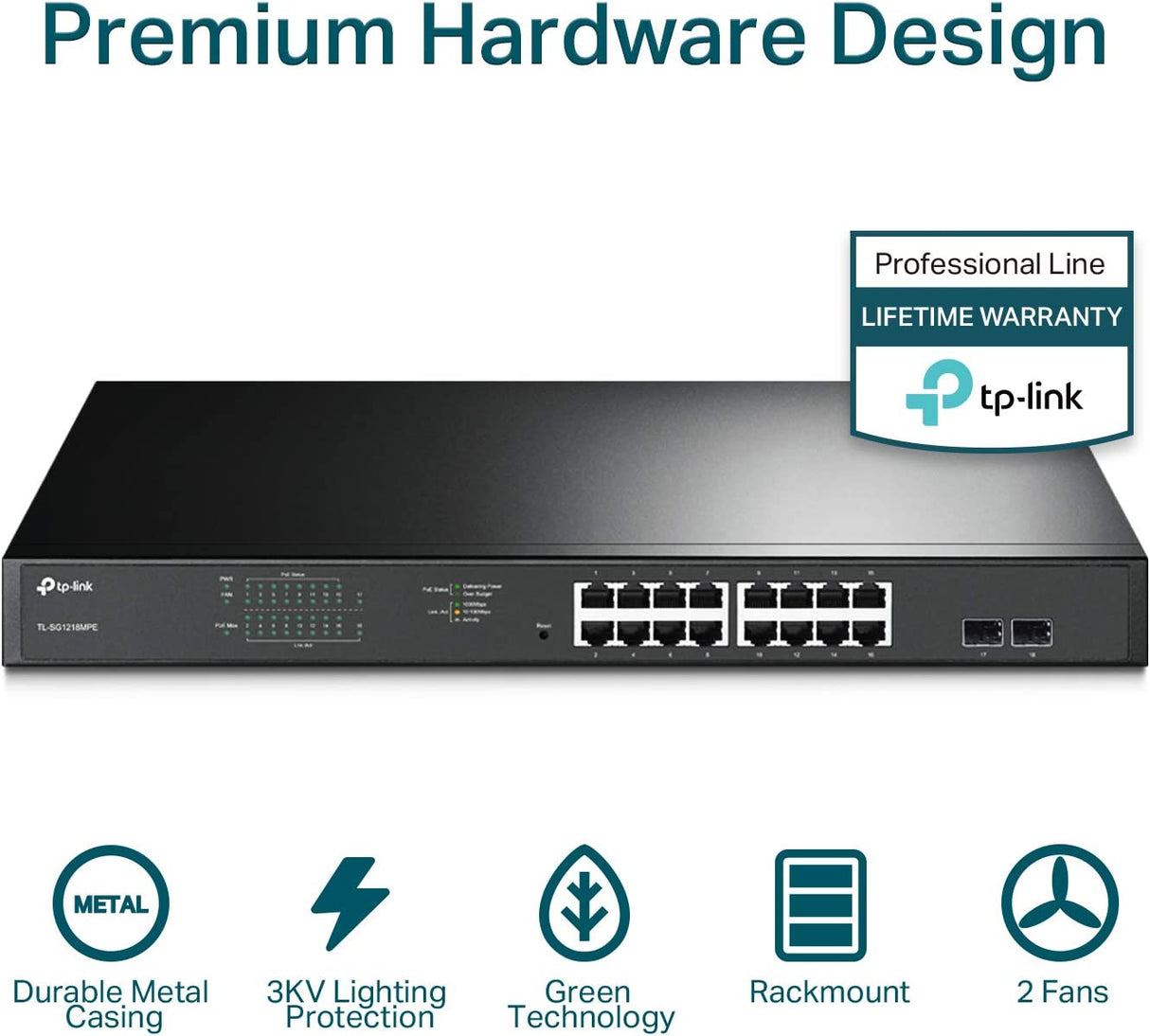 TP-Link TL-SG1218MPE | 16 Port Gigabit PoE Switch | Easy Smart Managed | 16 PoE+ Ports @250W, 2 Non-PoE Ports, 2 Combo SFP Slots | QoS, Vlan, IGMP & LAG | Limited Lifetime Protection | Port Priority 18 Port w/ 16 PoE+ Port