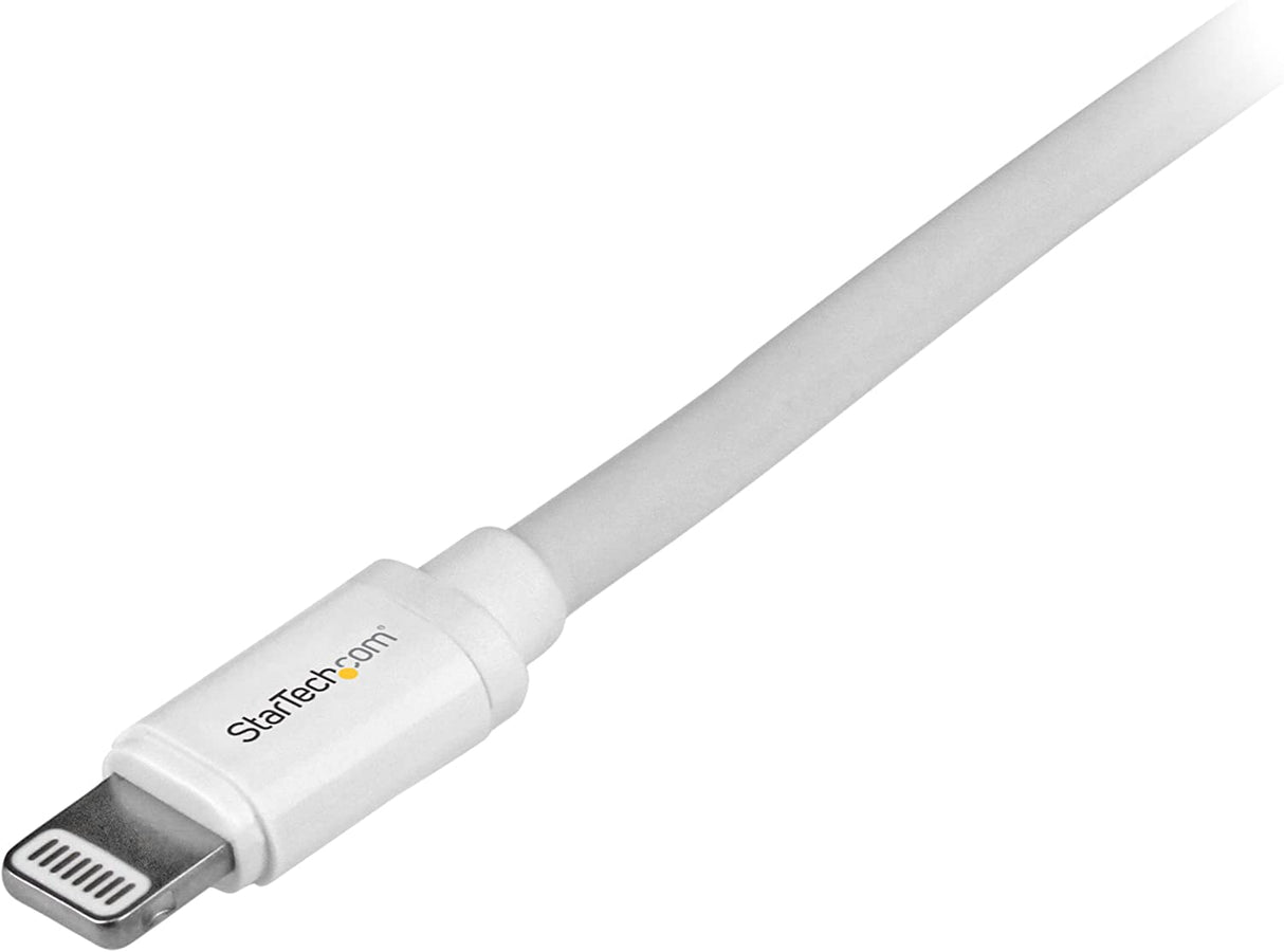 StarTech.com 2m (6ft) Long White Apple 8-pin Lightning Connector to USB Cable for iPhone / iPod / iPad - Charge and Sync Cable (USBLT2MW) 6ft White
