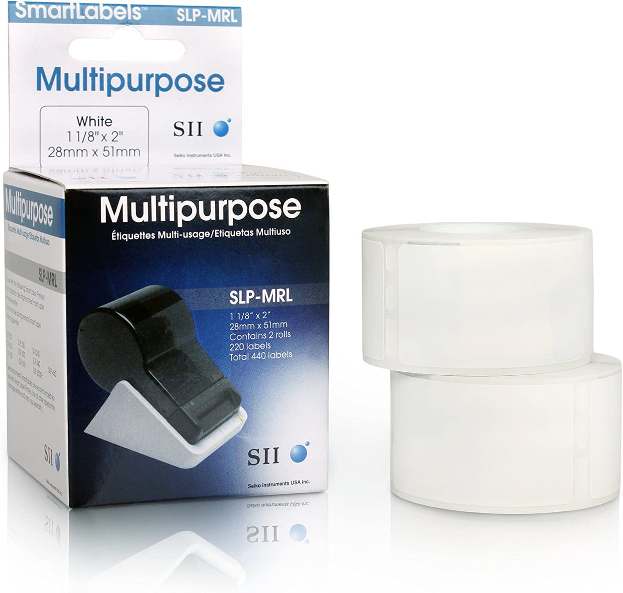 White - Label Width: 1 1/10 Label Length: 2 1/64 - Works with SLP620, SLP650, an