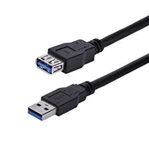 StarTech.com 1m Black SuperSpeed USB 3.0 Extension Cable A to A - Male to Female USB 3 Extension Cable Cord 1 m (USB3SEXT1MBK) 3 ft Black