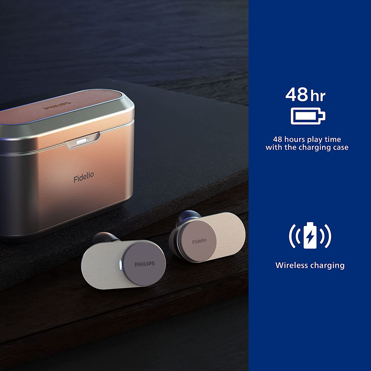 Philips Fidelio T1 True Wireless Headphones with Active Noise Canceling Pro+, Audiophile Quality, White White Fidelio | ANC PRO+