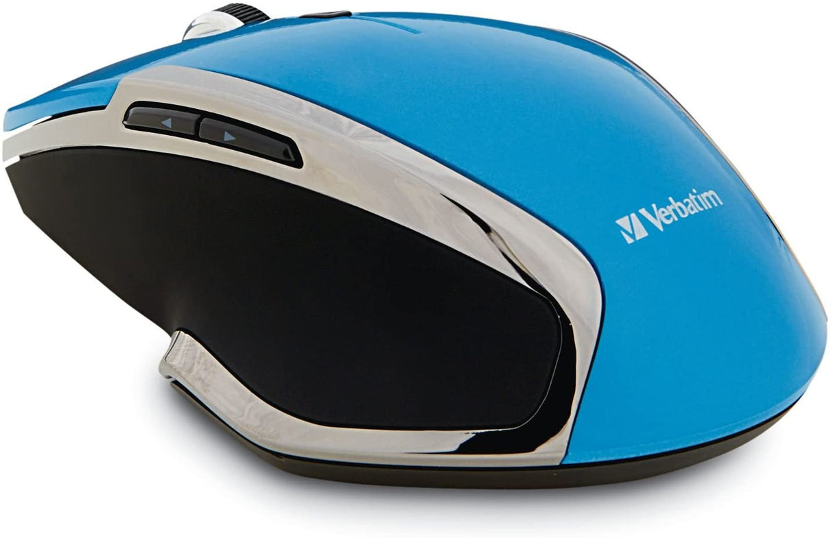 Verbatim 2.4G Wireless 6-Button LED Ergonomic Deluxe Mouse - Computer Mouse with Nano Receiver for Mac and PC – Blue