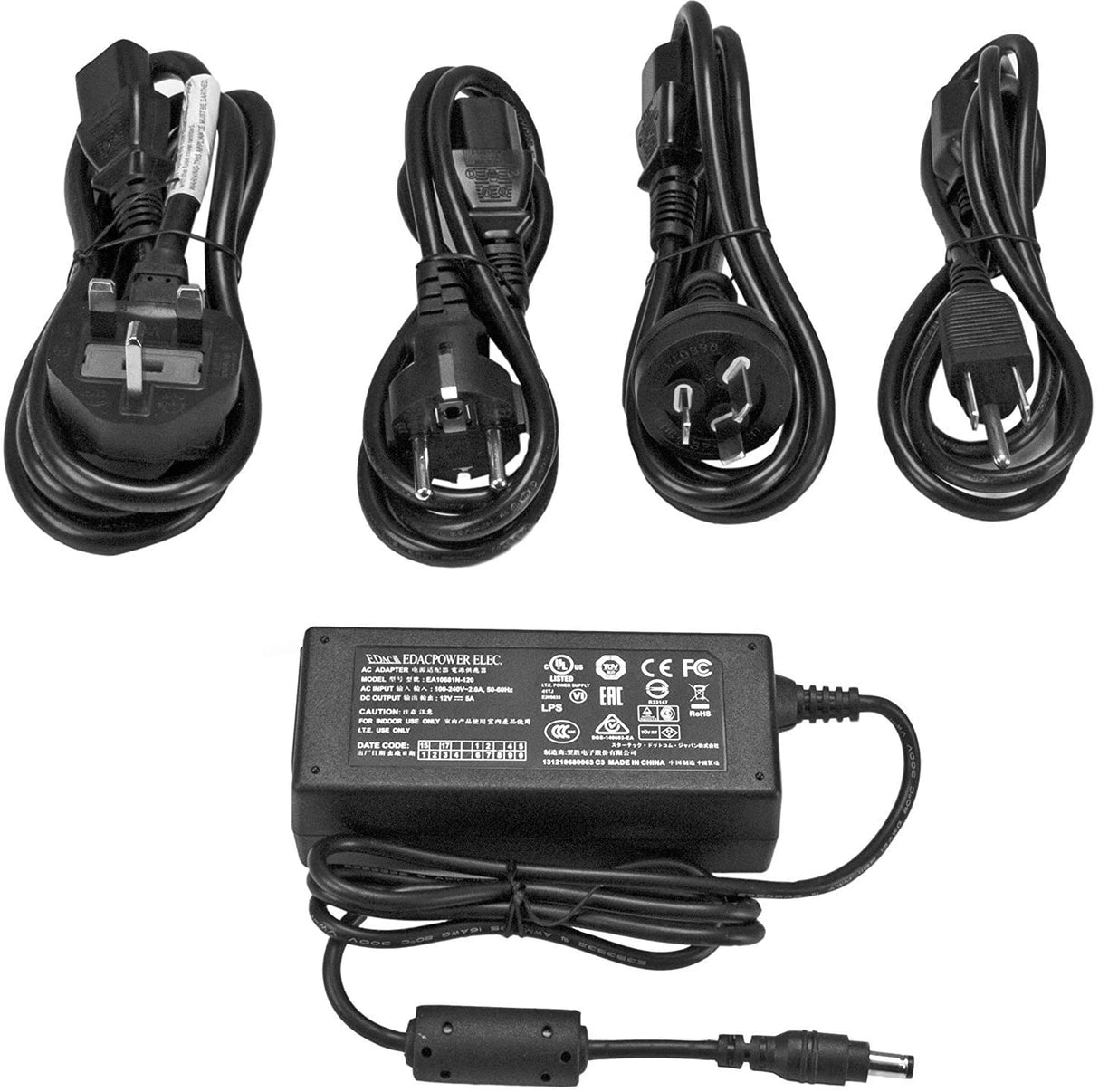 StarTech.com Replacement 12V DC Power Adapter - 12 Volts 5 Amps - Power Adapter - AC 100-240 V - SVA12M5NA 12V, 5A M-type Barrel Connector
