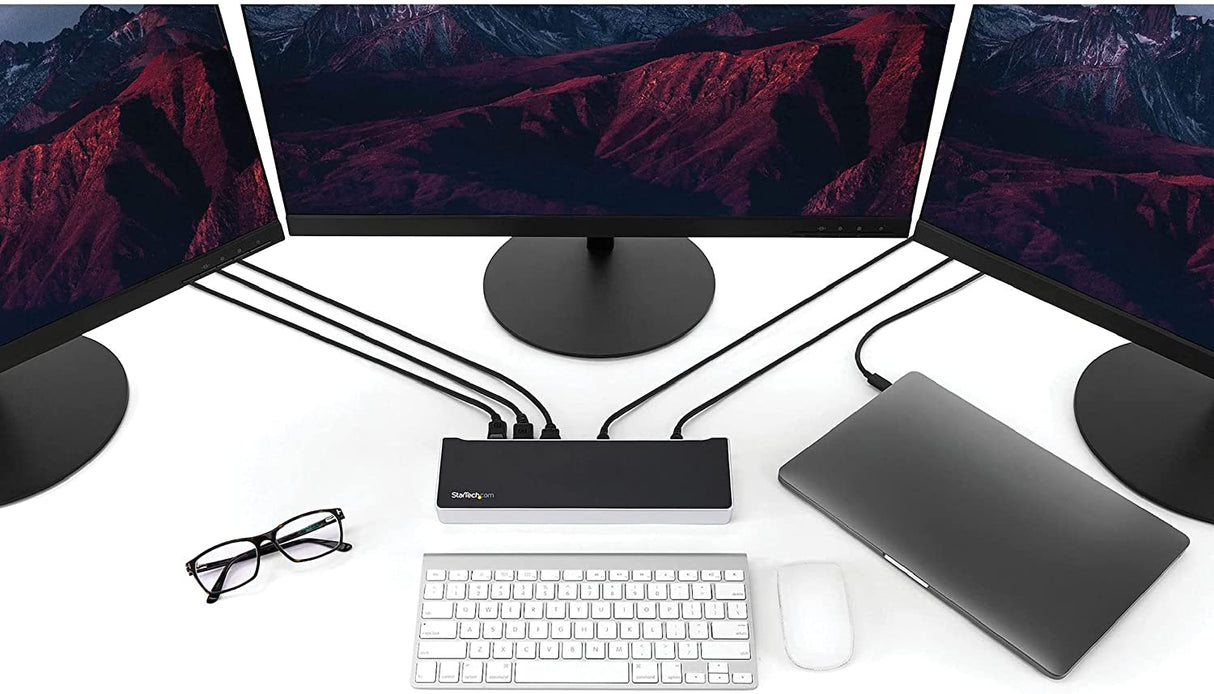 StarTech.com USB-C 4K Triple Display Laptop Docking Station with DisplayPort & HDMI - 60W PD - USB 3.1 Dock for Windows & MacBook Pro (DK30CH2DPPD) 60W Power Delivery | 3x USB-A 3.0 | 1x USB-A 3.0 Fast Charge Docking Station
