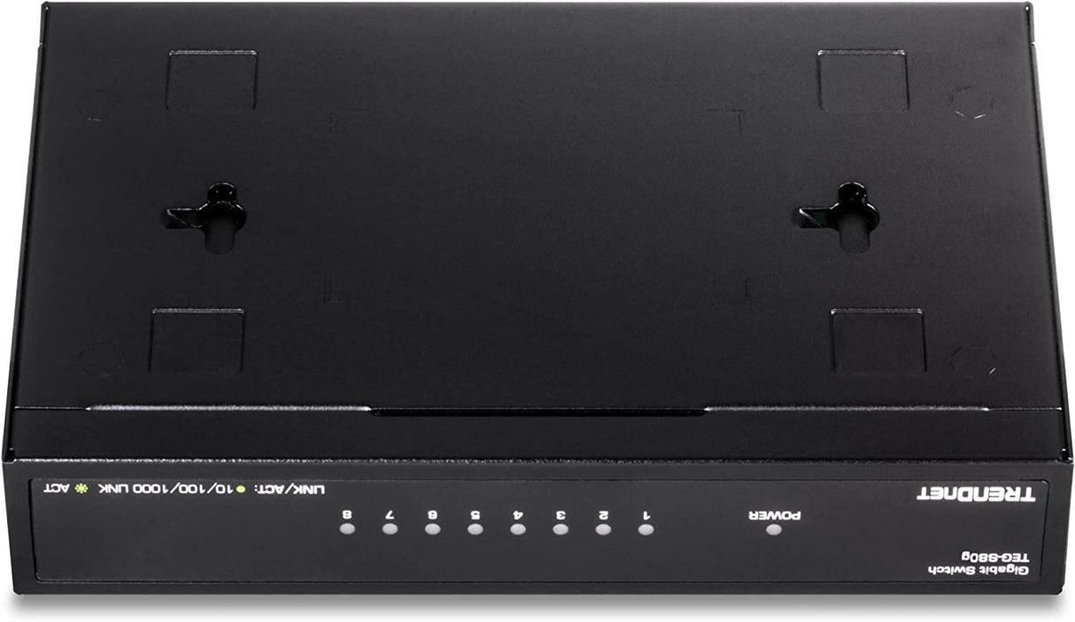 TRENDnet 8-Port Unmanaged Gigabit GREENnet Desktop Metal Switch, Ethernet Splitter, Fanless,16Gbps Switching Capacity, Plug & Play, Lifetime Protection, TEG-S80G,Black 8-Port Gigabit