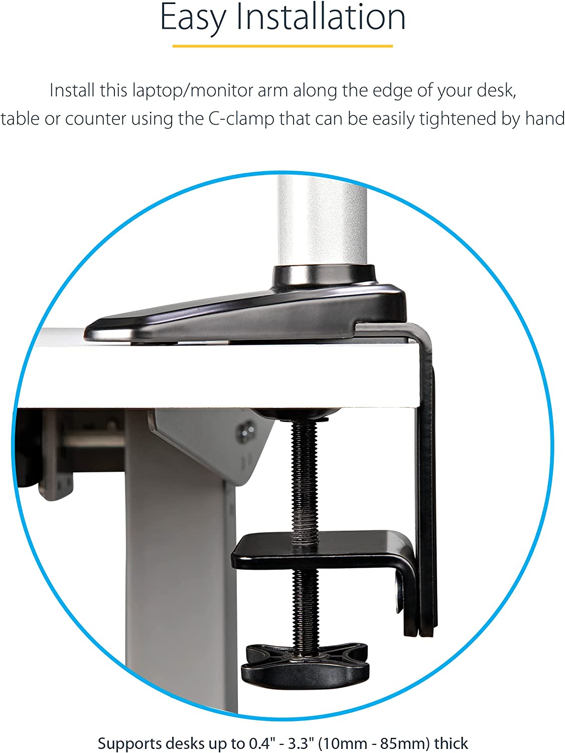 StarTech.com Desk Mount Laptop Arm - Full Motion Articulating Arm for Laptop or Single 34" Monitor - VESA Mount Laptop Tray Bracket - Ergonomic Adjustable Notebook Stand - Desk-Clamp (ARMUNONB1) Black Full-Motion Arm - Monitor/Laptop