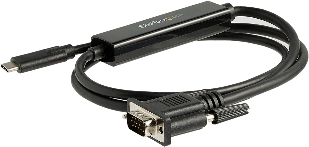 StarTech.com 3ft/1m USB C to VGA Cable - 1920x1200/1080p USB Type C to VGA Video Active Adapter Cable - Thunderbolt 3 Compatible - Laptop to VGA Monitor/Projector - DP Alt Mode HBR2 (CDP2VGAMM1MB) 3.3 feet