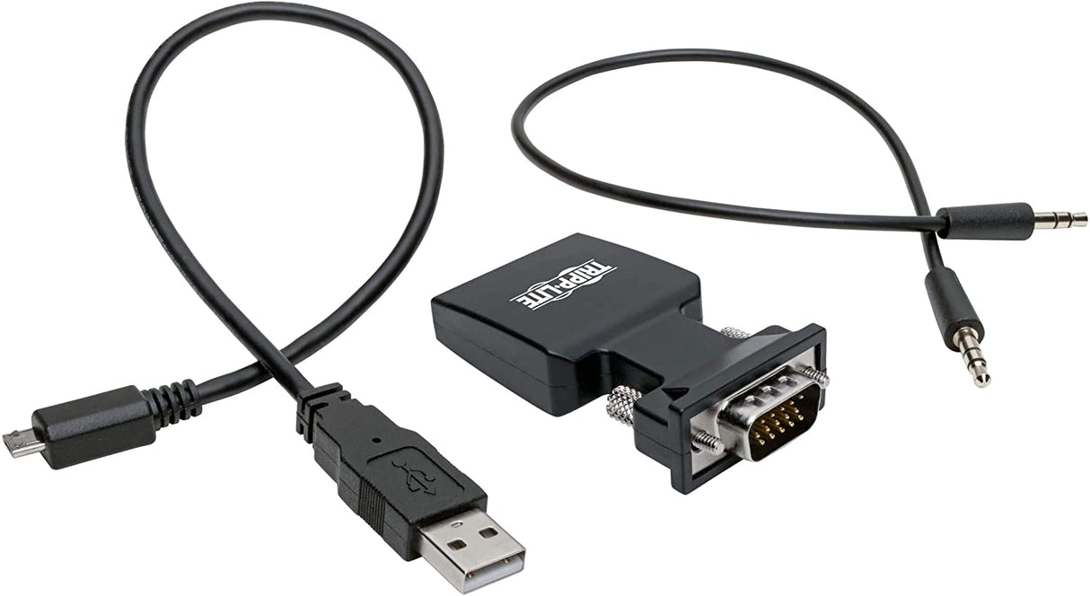 Tripp Lite Active HDMI to VGA Adapter (F/M), HDMI Audio Extractor, Female HDMI to Male VGA, 1080p @ 60 Hz, Black (P131-000-A-DISP)