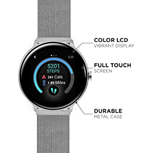 iTouch Sport 3 Smartwatch (with 24/7 Heart Rate Tracking, Step Counter, Notifications, Body Temperature Monitor) Silver Sport 3