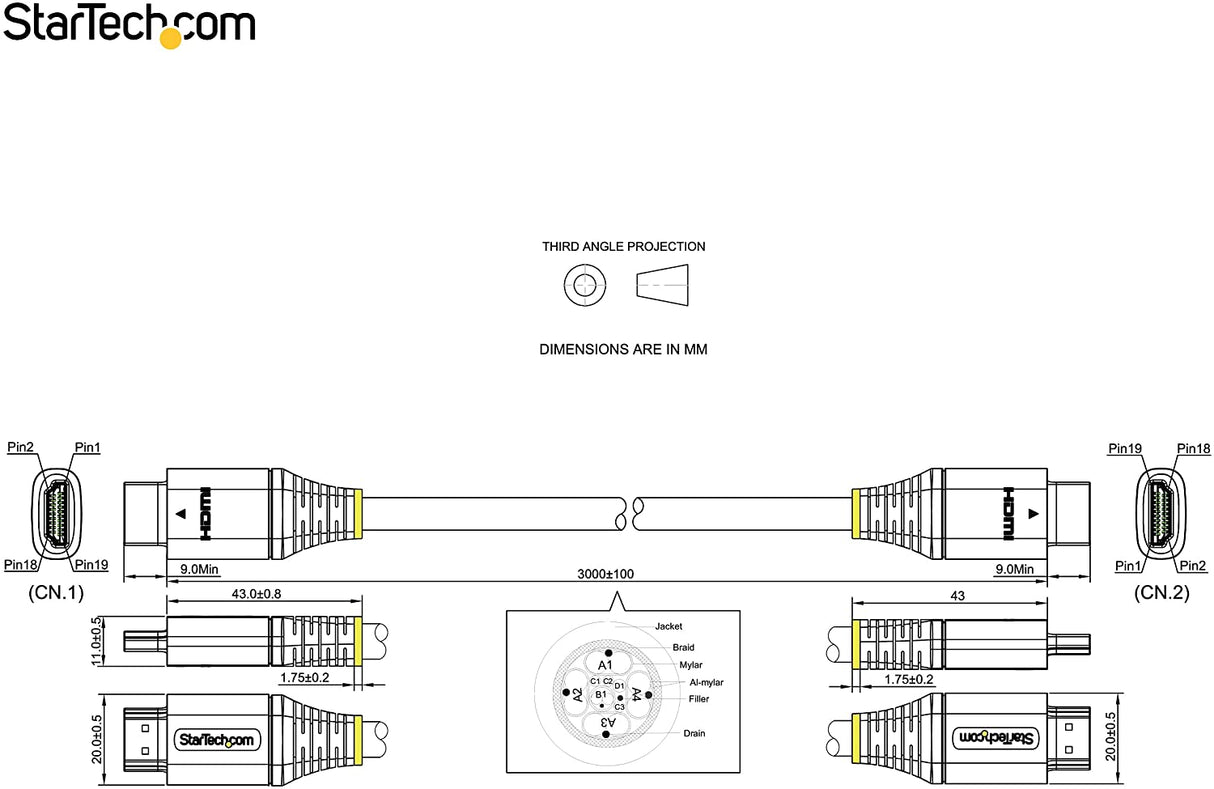 StarTech.com 10ft (3m) HDMI 2.1 Cable 8K - Certified Ultra High Speed HDMI Cable 48Gbps - 8K 60Hz/4K 120Hz HDR10+ eARC - Ultra HD 8K HDMI Cable - Monitor/TV/Display - Flexible TPE Jacket (HDMM21V3M)