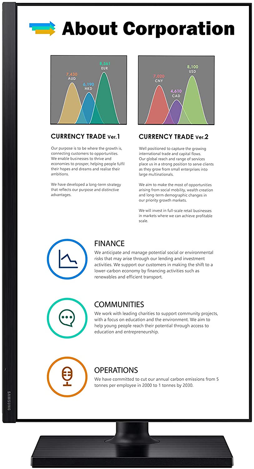 Samsung business Samsung FT45 Series 27-Inch FHD 1080p Computer Monitor, 75Hz, IPS Panel, HDMI, USB Hub, Height Adjustable Stand, 3 Yr WRNTY (LF27T450FQNXGO)