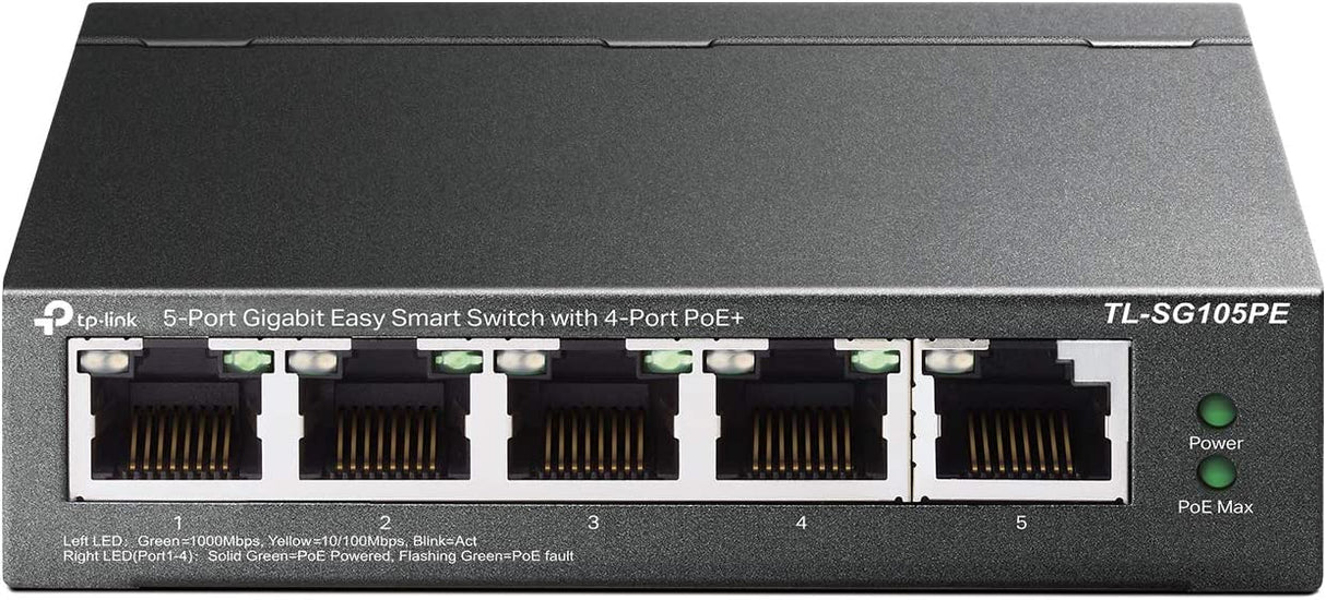 TP-Link 5 Port Gigabit PoE Switch | 4 PoE+ Port @65W | Easy Smart | Plug & Play | Limited Lifetime Protection | Shielded Ports | Support QoS, Vlan, IGMP and Link Aggregation (TL-SG105PE) 5 Port w/ 4 PoE+ Port