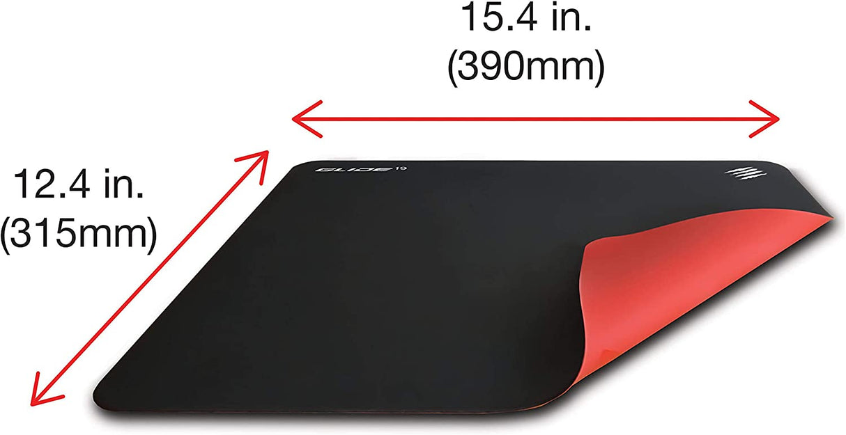 Mad Catz The Authentic G.L.I.D.E. 19 High Performance Gaming Mouse Pad Water Resistant Gaming Surface With Heat Bonded Edges And Non-Slip Silicone Base 12.4 x 15.4 in, Black Medium (0.1" x 15.4" x 12.4")