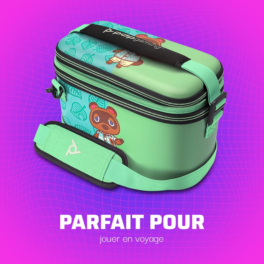 PDP Gaming Officially Licensed Switch Pull-N-Go Travel Case - Animal Crossing - Semi-Hardshell Protection - Protective PU Leather - Holds 14 Games - Works with Switch OLED & Lite - Perfect for Kids Animal Crossing Tom Nook