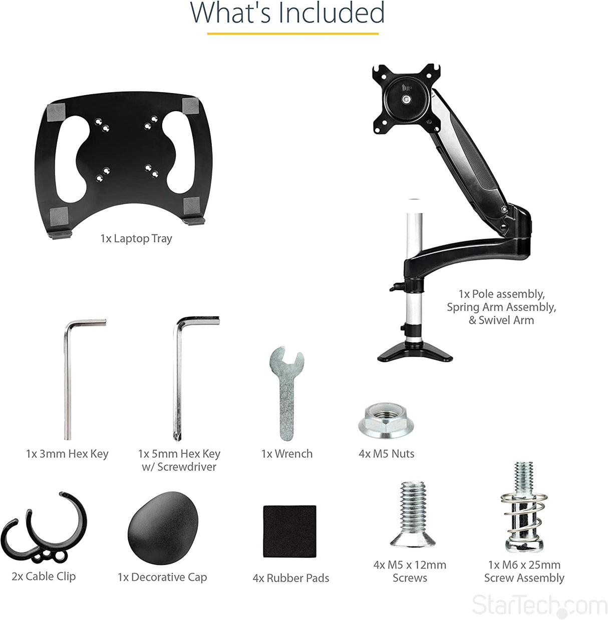 StarTech.com Desk Mount Laptop Arm - Full Motion Articulating Arm for Laptop or Single 34" Monitor - VESA Mount Laptop Tray Bracket - Ergonomic Adjustable Notebook Stand - Desk-Clamp (ARMUNONB1) Black Full-Motion Arm - Monitor/Laptop