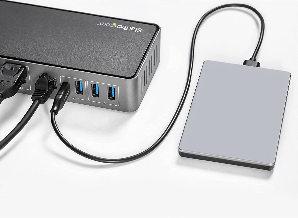 StarTech.com USB-C & USB-A Dock - Hybrid Universal Triple Monitor Laptop Docking Station w/ DisplayPort & HDMI 4K 60Hz - 85W Power Delivery, 6X USB Hub, GbE, Audio - USB 3.1 Gen 2 10Gbps (DK31C3HDPD)