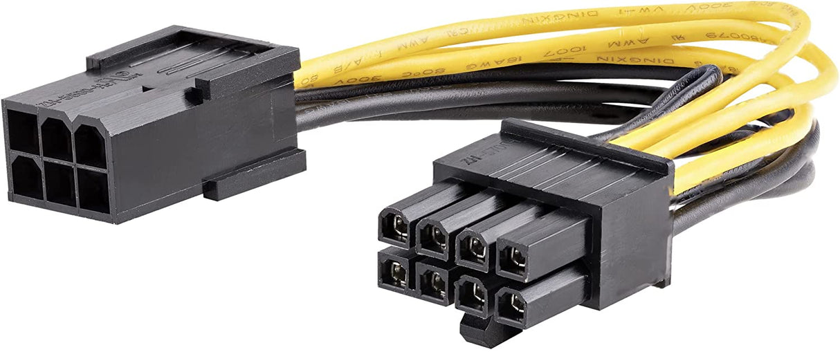 StarTech.com PCI Express 6 pin to 8 pin Power Adapter Cable - Power cable - 6 pin PCIe power (F) to 8 pin PCIe power (M) - 6.1 in - yellow - PCIEX68ADAP,Black, Yellow