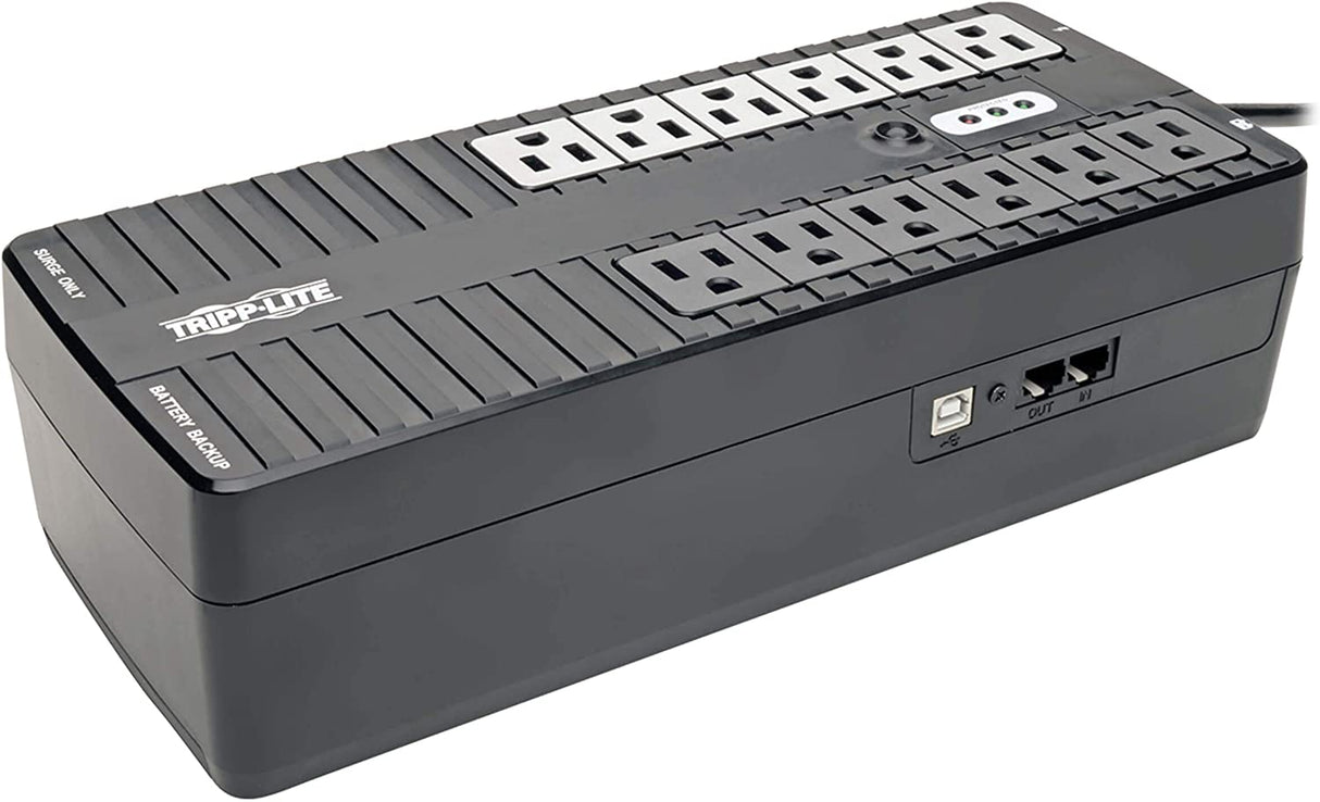 Tripp Lite 750VA UPS Desktop Battery Back Up, 12 Outlet, 450W 120V Standby, Ultra-Compact, USB, 3 Year Warranty & $100,000 Insurance (INTERNET750U) Black 750 VA Battery Back Up