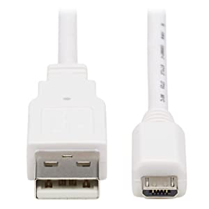 Tripp Lite, Safe-IT, USB-A to USB Micro-B USB 2.0, Male-to-Male Cable, PVC VW-1 Jacket, White, 3 Feet / 0.91 Meters, Limited Life Manufacturer's Warranty (U050AB-003-WH) USB-A to USB Micro-B 3 Feet / 0.91 Meters