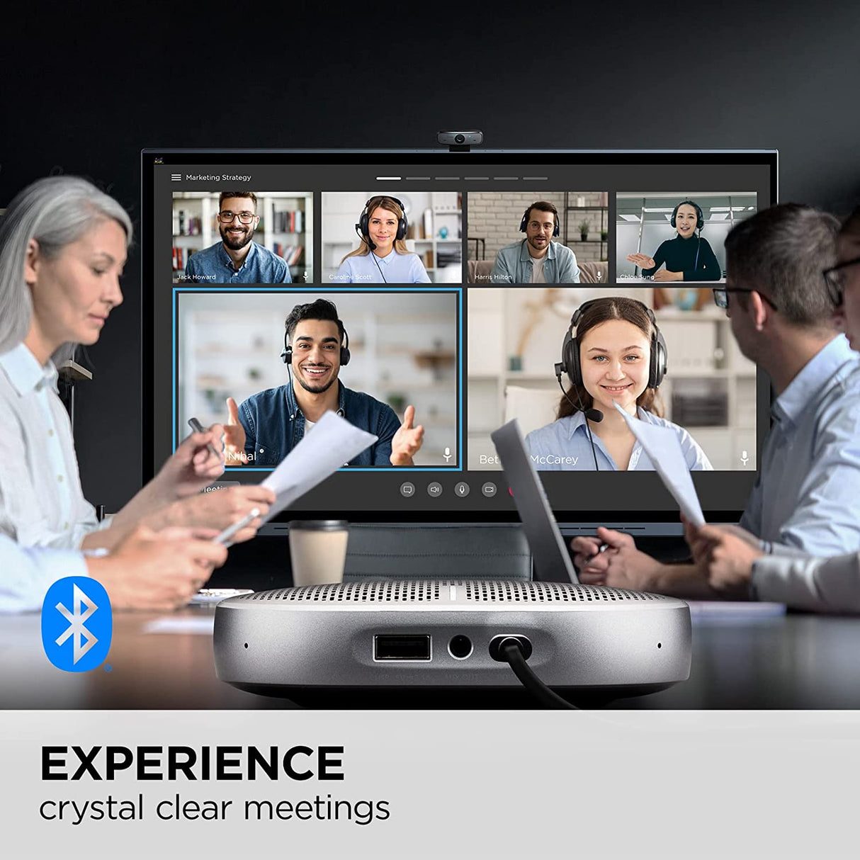 ViewSonic VB-AUD-201 Portable Wireless Conference Speakerphone with 360 Omnidirectional Sound Pickup, Reverse Charging, Bluetooth 5.0, Noise Cancellation for Home Office and Remote Meetings