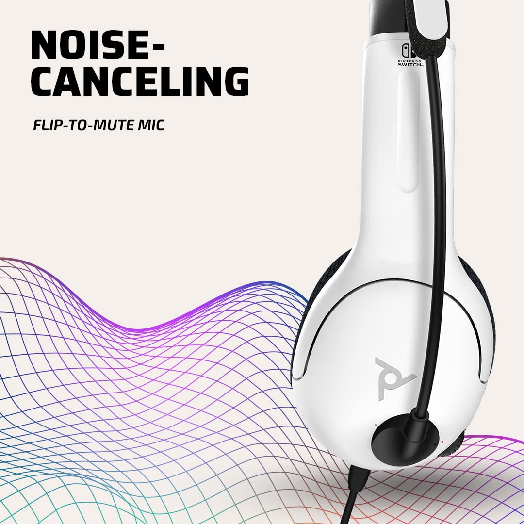 PDP Gaming LVL40 Stereo Headset with Mic for Switch OLED - Noise Cancelling Microphone - Black & White - Nintendo Switch Black/White Headset