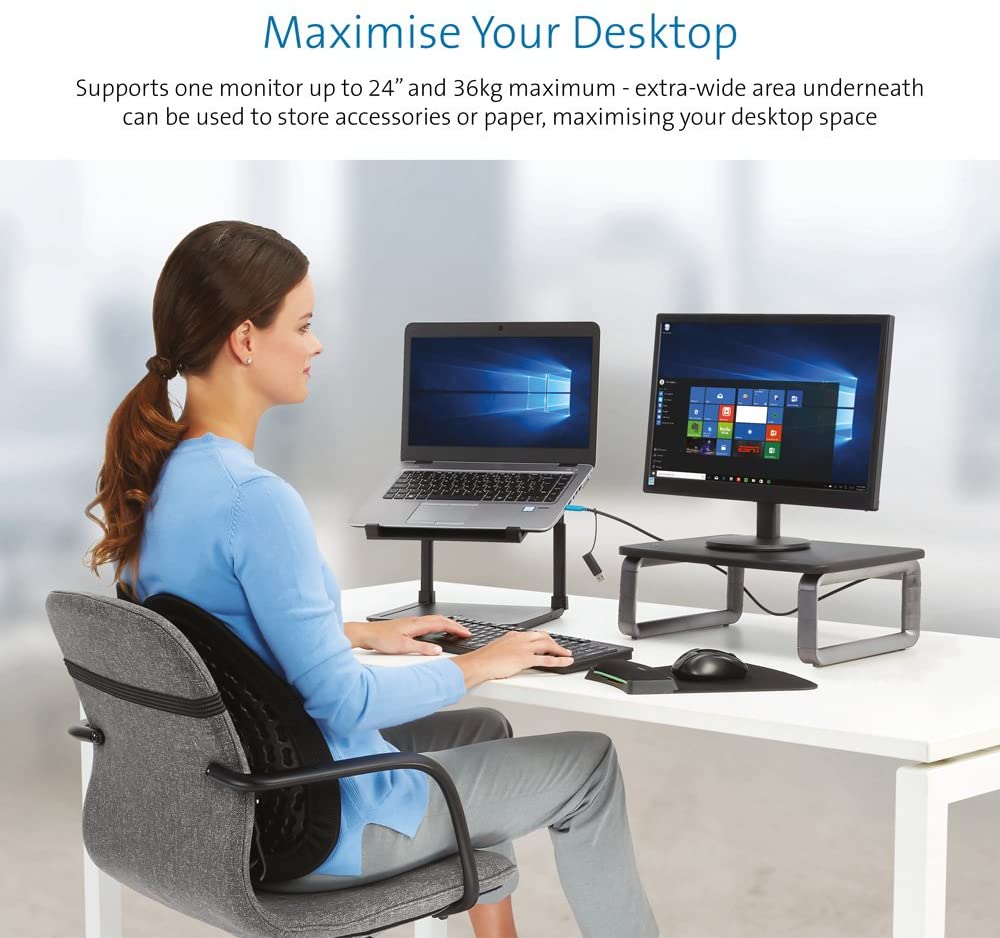 Kensington SmartFit Monitor Stand Plus for up to 24” screens - Gray (K60089)