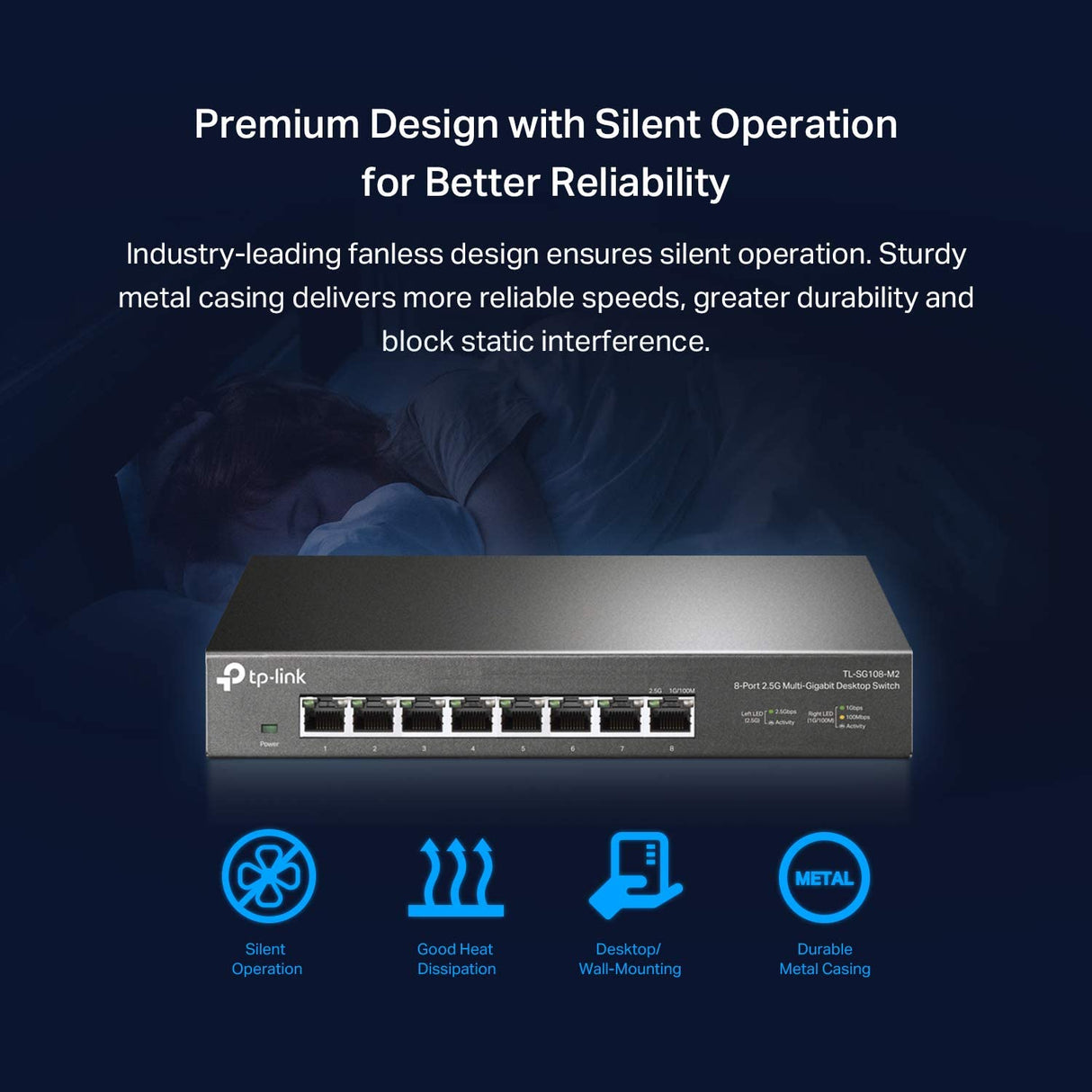 TP-Link TL-SG108-M2 | 8 Port Multi-Gigabit Unmanaged Network Switch, Ethernet Splitter | 2.5G Bandwidth | Plug & Play | Desktop/Wall-Mount | Fanless Metal Design | Limited Lifetime Protection 8 Port, 2.5 Gigabit