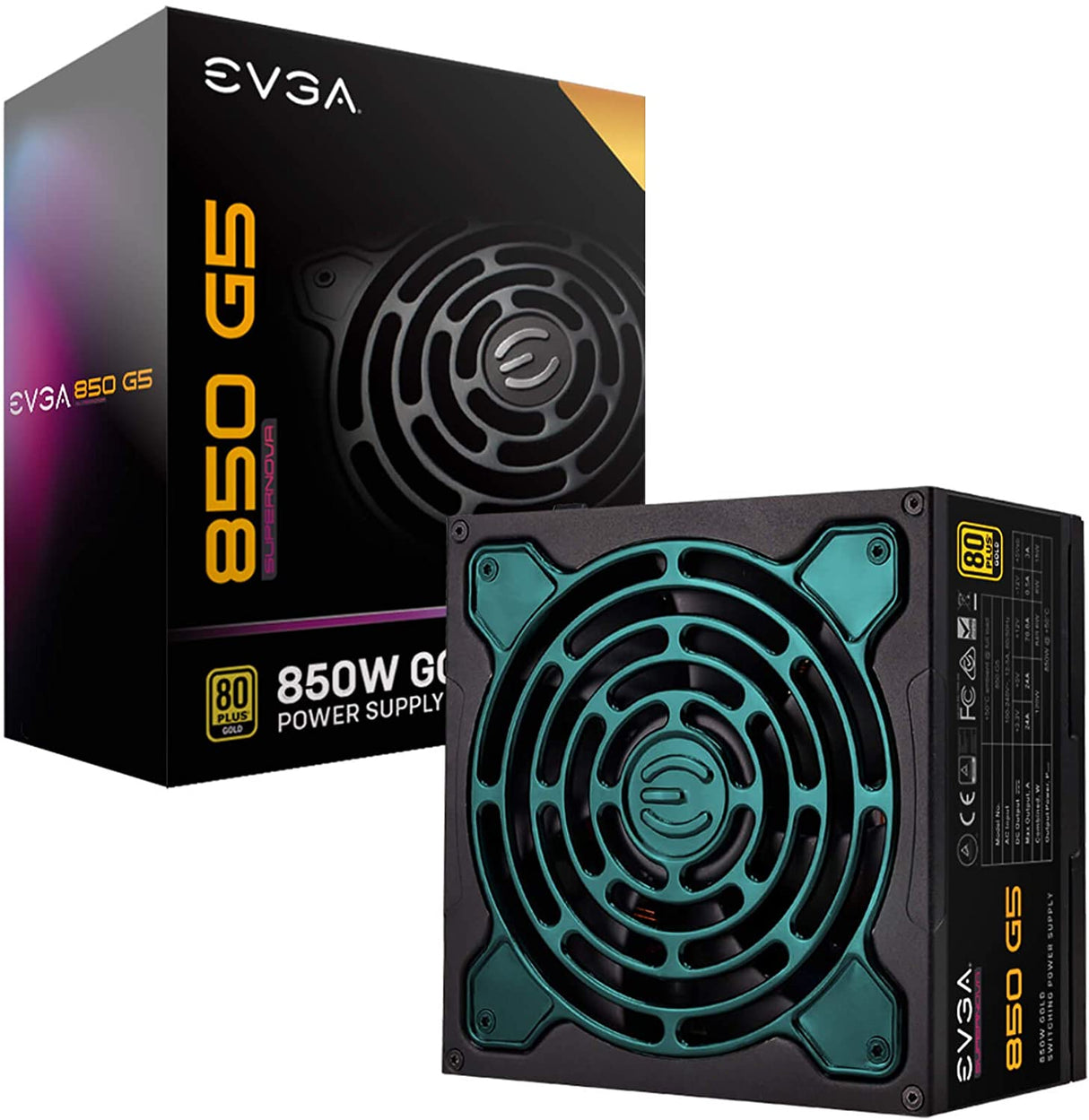 EVGA 220-G5-0850-X1 Super Nova 850 G5, 80 Plus Gold 850W, Fully Modular, ECO Mode with Fdb Fan, 10 Year Warranty, Compact 150mm Size, Power Supply 850W G5