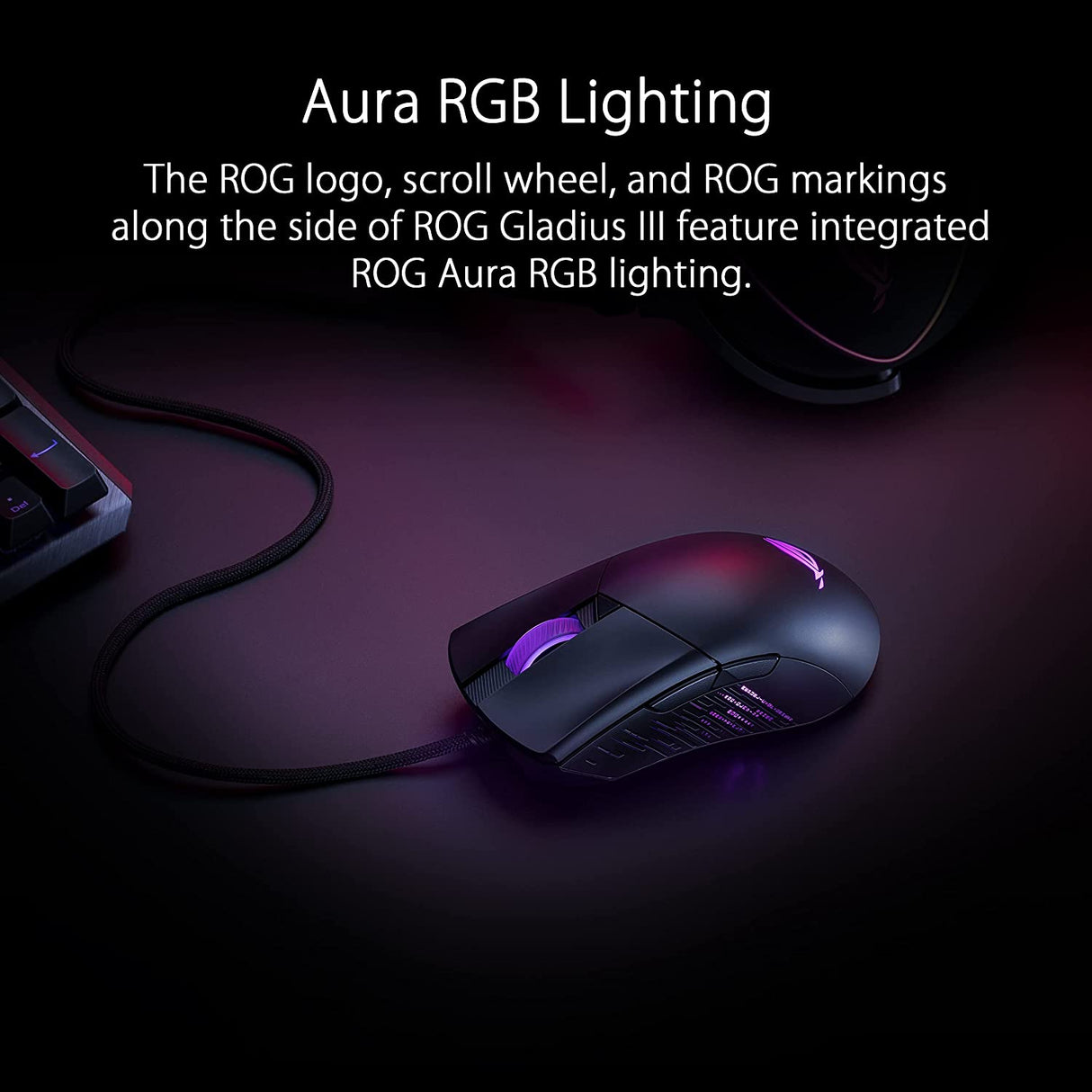 ASUS ROG Gladius III Wired Gaming Mouse | Tuned 19,000 DPI Sensor, Hot Swappable Push-Fit II Switches, Ergo Shape, ROG Omni Mouse Feet, ROG Paracord and Aura Sync RGB Lighting Gladius III (Wired) Black