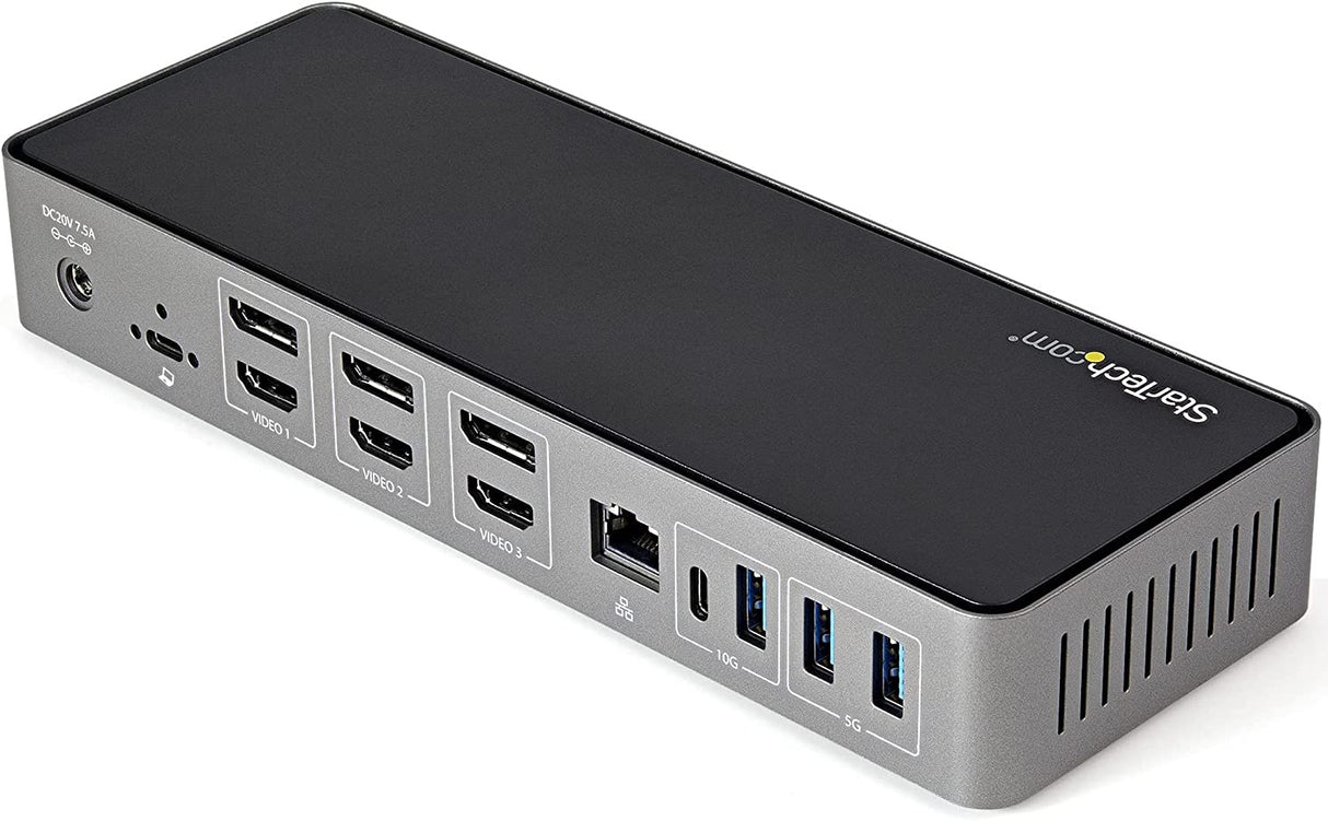 StarTech.com USB-C & USB-A Dock - Hybrid Universal Triple Monitor Laptop Docking Station w/ DisplayPort & HDMI 4K 60Hz - 85W Power Delivery, 6X USB Hub, GbE, Audio - USB 3.1 Gen 2 10Gbps (DK31C3HDPD)
