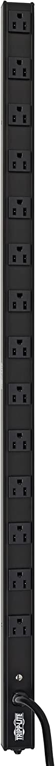 Tripp Lite Basic PDU, 1.44kW Single-Phase, 120V, 14 Outlets (5-15R), NEMA 5-15P Input, 15 ft. Cord, 0U Vertical Rack-Mount Power (PDUV15)