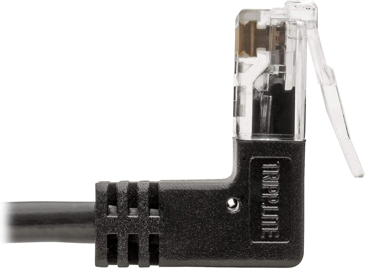 TRIPP LITE Cat6 Gigabit Patch Cable Snagless Right-Angle Utp Slim, 2', Black (N201-SR2-BK)