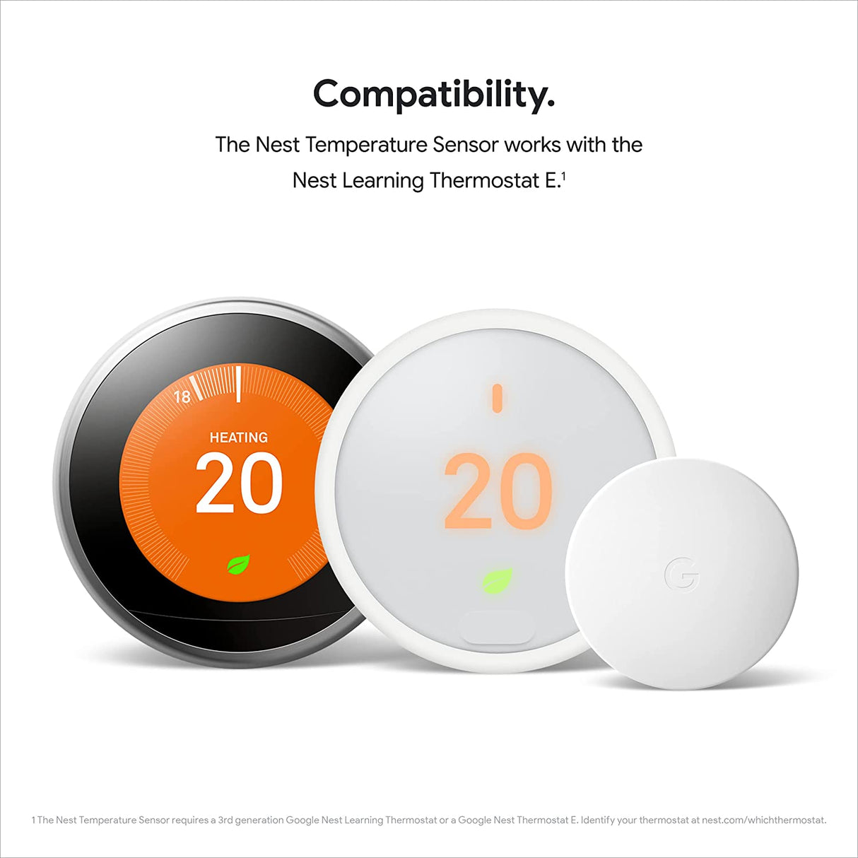 Google Nest Temperature Sensor - Nest Thermostat Sensor - Nest Sensor That Works with Nest Learning Thermostat and Nest Thermostat E - Smart Home 1 Pack