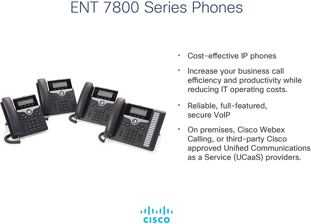 Cisco IP Business Phone 7811, 3.2-inch Grayscale Display, Class 1 PoE, Supports 1 Line, 1-Year Limited Hardware Warranty (CP-7811-K9=)