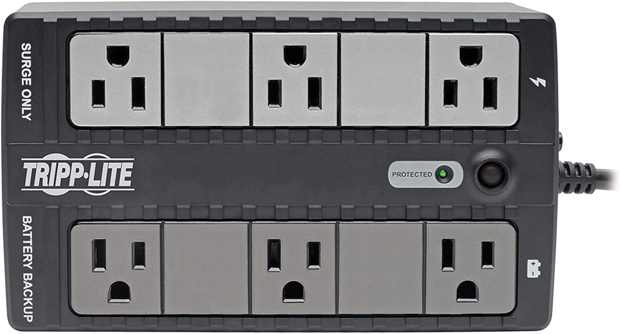 Tripp Lite 350VA Standby UPS, 6 Outlets, 210W, 120V, 50/60 Hz, Desktop/Wall Mount, 3-Year Warranty & $100,000 Insurance (BC350)