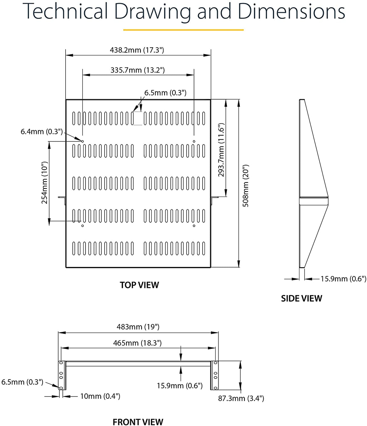 StarTech.com 2U Server Rack Shelf - Universal Vented Rackmount Cantilever Tray for 19" Network Equipment Rack & Cabinet - Durable Design - Weight Capacity 200lb/91kg - 20" Deep (SHELF-2U-20-CENTER-V) 20" Depth Center