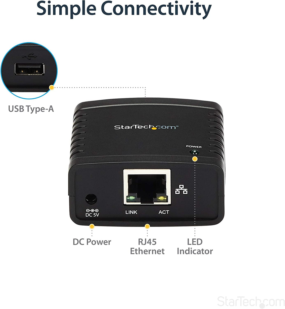 StarTech.com 10/100Mbps Ethernet to USB 2.0 Network Print Server - Windows 10 - LPR - LAN USB Print Server Adapter (PM1115U2)