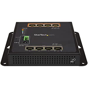 StarTech.com Industrial 8 Port Gigabit PoE Switch - 4 x PoE+ 30W - Power Over Ethernet - Hardened GbE Layer/L2 Managed Switch - Rugged High Power Gigabit Network Switch IP-30/-40C to +75C (IES81GPOEW) Wall mount w/ 4 PoE+ Ports 8 Port