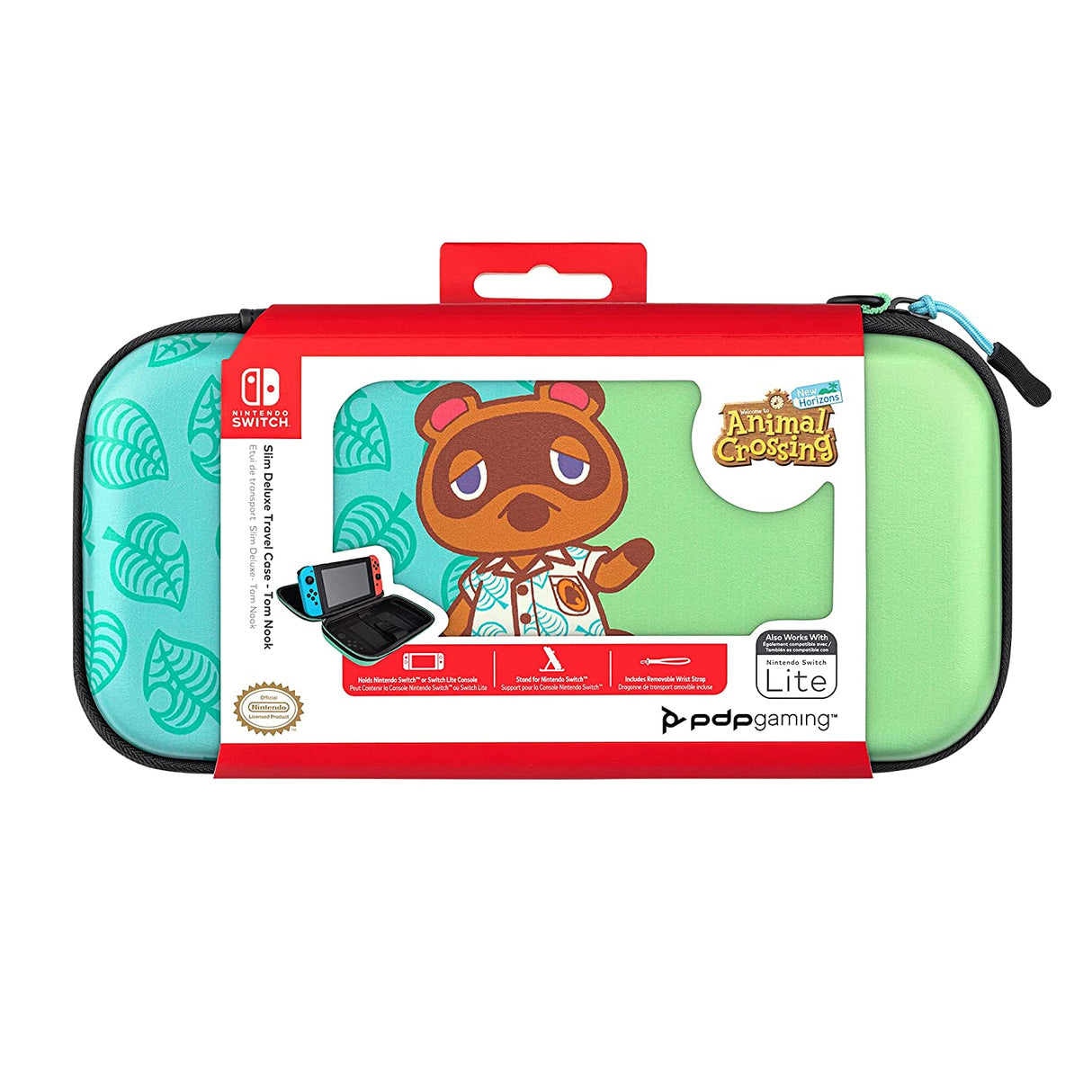 PDP Gaming Officially Licensed Switch Slim Deluxe Travel Case - Animal Crossing - Semi-Hardshell Protection - Protective PU Leather - Holds 14 Games - Works with Switch OLED & Lite - Perfect for Kids Animal Crossing Tom Nook